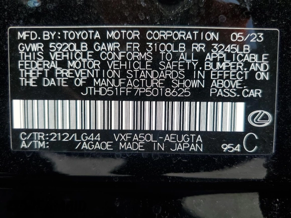 2023 Lexus LS 500 z VIN JTHD51FF7P5018625, wystawiony jako Copart lot #60821404 z przebiegiem 10 775 mil mil oraz Szkoda całkowita • Salvage title. Historia ofert i sprzedaży dostępna na DreamBid. Obrazek 14.