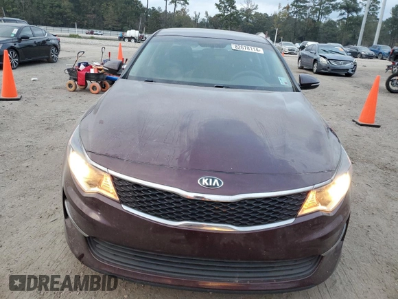 2016 Kia Optima LX with VIN 5XXGT4L32GG105361, listed as a Copart auction lot 82678114 with 58,031 mi miles and Salvage Title. Bid and sale history available at carsss.com. Image 5.