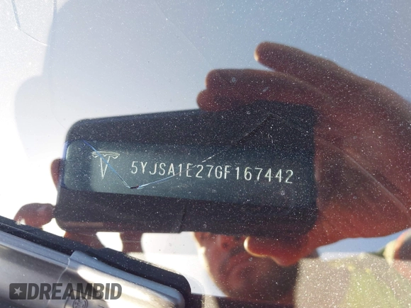 2016 Tesla Model S 90D with VIN 5YJSA1E27GF167442, listed as a IAAI auction lot 41989371 with Not Provided miles and . Bid and sale history available at DreamBid. Image 8.