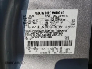2012 Ford Escape Limited with VIN 1FMCU9E79CKC03498, listed as a Copart auction lot 60524815 with 150,239 mi miles and Clean title. Bid and sale history available at DreamBid. Image 13.