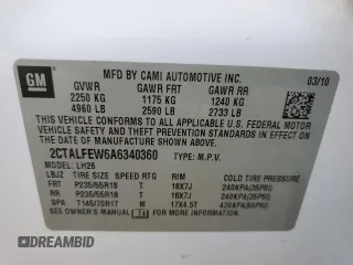 2010 GMC Terrain SLT-1 with VIN 2CTALFEW6A6340360, listed as a Copart auction lot 49709125 with 93,581 mi miles and Salvage title. Bid and sale history available at DreamBid. Image 15.