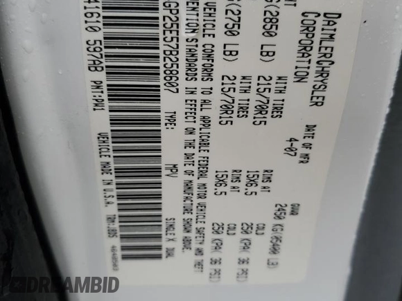 2007 Dodge Caravan SE z VIN 1D4GP25E57B258607, wystawiony jako Copart lot #54958755 z przebiegiem 183 488 mil mil oraz Szkoda całkowita • Salvage title. Historia ofert i sprzedaży dostępna na DreamBid. Obrazek 14.