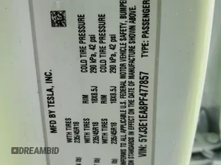 2023 Tesla Model 3 with VIN 5YJ3E1EA8PF477857, listed as a Copart auction lot 44958805 with 0 mi miles and Salvage Title. Bid and sale history available at carsss.com. Image 15.