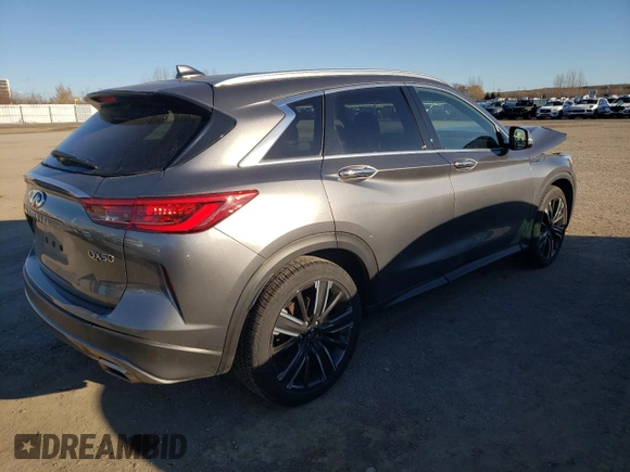 2021 Infiniti QX50 Luxe with VIN 3PCAJ5BB9MF125034, listed as a Copart auction lot 80587444 with 34,106 mi miles and Salvage Title. Bid and sale history available at DreamBid. Image 3.