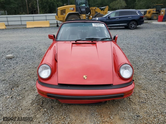 1987 Porsche 911 Carrera with VIN WP0EB0910HS161265, listed as a Copart auction lot 72954914 with 91,287 mi miles and Salvage Title. Bid and sale history available at carsss.com. Image 5.