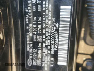2013 Hyundai Genesis 3.8L with VIN KMHGC4DD0DU227354, listed as a Copart auction lot 46802225 with 157,652 mi miles and Salvage Title. Bid and sale history available at carsss.com. Image 12.