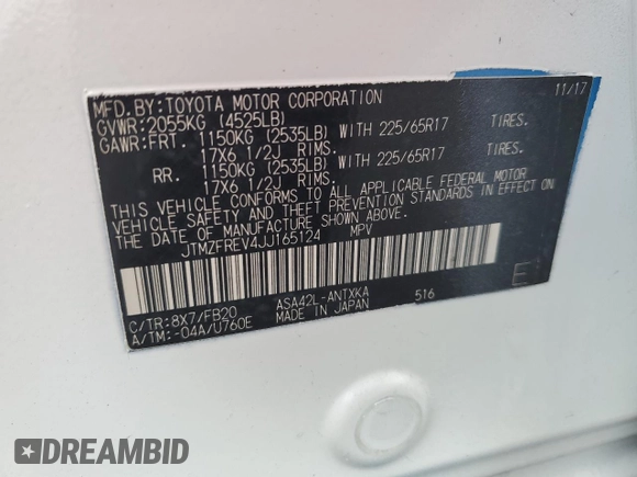 2018 Toyota RAV4 LE with VIN JTMZFREV4JJ165124, listed as a Copart auction lot 42729615 with 95,205 mi miles and Salvage Title. Bid and sale history available at carsss.com. Image 13.