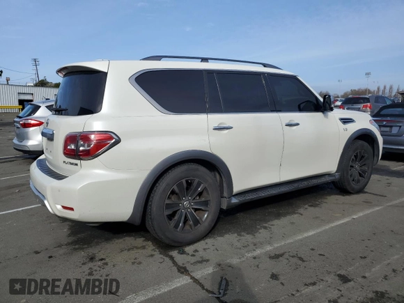 2018 Nissan Armada Platinum with VIN JN8AY2NF5J9332619, listed as a Copart auction lot 86775504 with 93,510 mi miles and Salvage Title. Bid and sale history available at carsss.com. Image 3.
