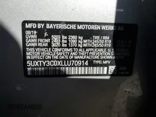 2020 BMW X3 sDrive30i with VIN 5UXTY3C0XLLU70914, listed as a Copart auction lot 80988354 with 69,662 mi miles and Salvage Title. Bid and sale history available at DreamBid. Image 15.