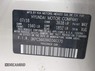 2019 Hyundai Accent Limited with VIN 3KPC34A3XKE046370, listed as a IAAI auction lot 41612539 with 71,270 mi miles. Bid and sale history available at carsss.com. Image 9.