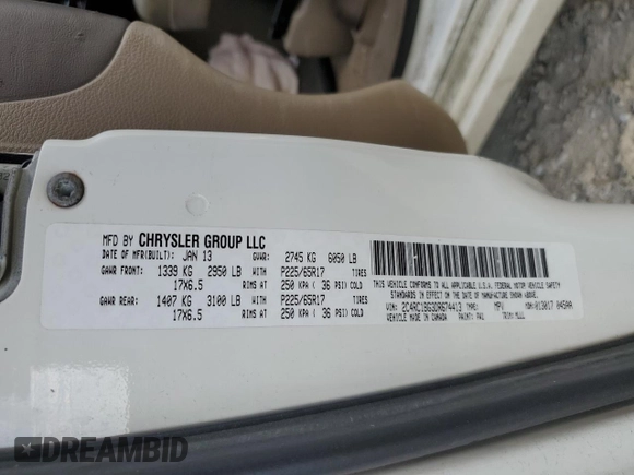 2013 Chrysler Town & Country Touring z VIN 2C4RC1BG3DR674413, wystawiony jako Copart lot #55902355 z przebiegiem 131 434 mil mil oraz Szkoda całkowita • Salvage title. Historia ofert i sprzedaży dostępna na DreamBid. Obrazek 13.