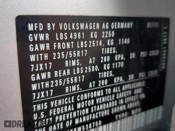 2011 Volkswagen Tiguan SE with VIN WVGBV7AXXBW538750, listed as a Copart auction lot 56604715 with 86,895 mi miles and Salvage title. Bid and sale history available at DreamBid. Image 12.