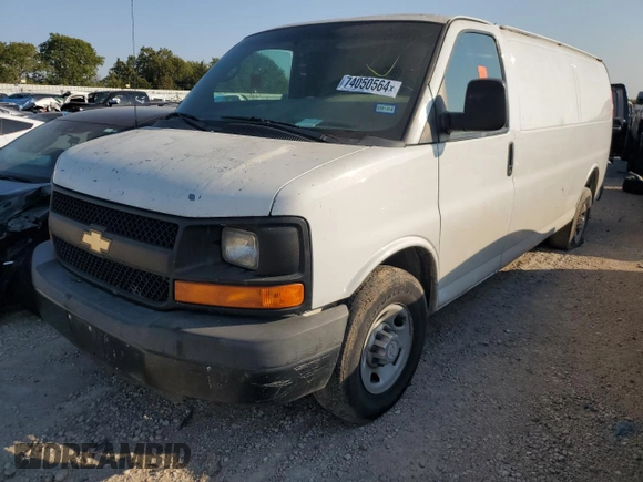 2014 Chevrolet Express Cargo Van with VIN 1GCWGGBA8E1197909, listed as a Copart auction lot 74050564 with 0 mi miles and Salvage Title. Bid and sale history available at carsss.com. Image 1.