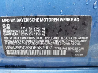 2013 BMW 3 Series 335i xDrive с VIN WBA3B9C58DF587907, выставлен на аукционе IAAI как лот 42047184 с пробегом 114 690 миль миль и . История ставок и продаж доступна на DreamBid. Изображение 9.