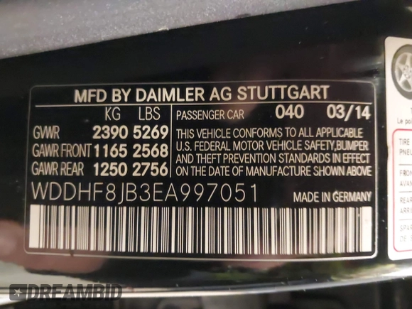 2014 Mercedes-Benz E 350 Luxury with VIN WDDHF8JB3EA997051, listed as a IAAI auction lot 41953969 with 104,288 mi miles and . Bid and sale history available at DreamBid. Image 9.