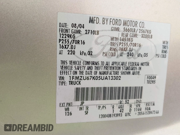 2005 Ford Explorer Sport Trac XLS с VIN 1FMZU67K05UA13302, выставлен на аукционе IAAI как лот 42507293 с пробегом 166 641 миль миль и . История ставок и продаж доступна на DreamBid. Изображение 9.