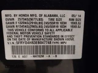 2014 Acura MDX Advance with VIN 5FRYD4H83EB047748, listed as a IAAI auction lot 41112451 with 126,791 mi miles and . Bid and sale history available at carsss.com. Image 9.