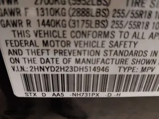 2013 Acura MDX with VIN 2HNYD2H23DH514946, listed as a IAAI auction lot 41172397 with 167,782 mi miles. Bid and sale history available at carsss.com. Image 9.
