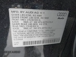 2012 Audi Q7 3.0T Premium Plus with VIN WA1LGAFEXCD004436, listed as a IAAI auction lot 41896760 with 140,500 mi miles. Bid and sale history available at carsss.com. Image 9.