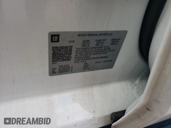 2019 GMC Yukon XL SLT with VIN 1GKS1GKC3KR189963, listed as a Copart auction lot 42402255 with 77,749 mi miles and Salvage Title. Bid and sale history available at carsss.com. Image 14.
