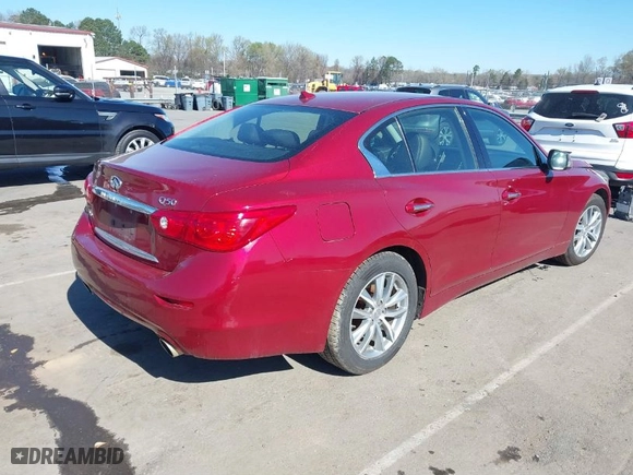 2015 Infiniti Q50 with VIN JN1BV7AR6FM420284, listed as a IAAI auction lot 41795605 with 160,353 mi miles. Bid and sale history available at carsss.com. Image 4.