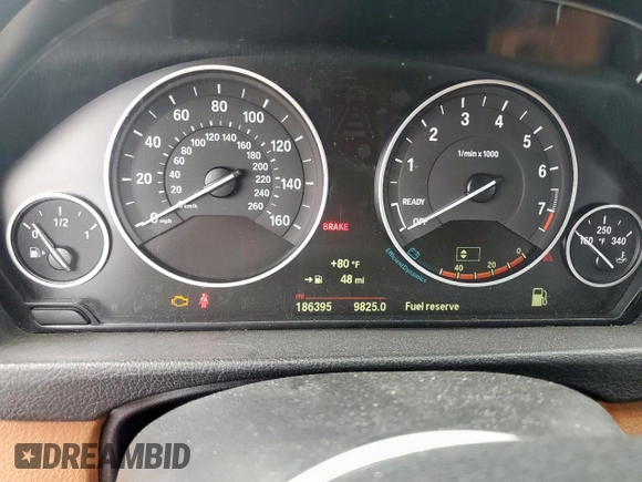 2015 BMW 3 Series 328i with VIN WBA3A5C51FF453710, listed as a Copart auction lot 58713295 with 186,395 mi miles and Salvage title. Bid and sale history available at DreamBid. Image 9.