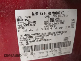 2015 Ford Explorer z VIN 1FM5K7B88FGB02038, wystawiony jako IAAI lot #42228210 z przebiegiem 184 375 mil mil oraz . Historia ofert i sprzedaży dostępna na DreamBid. Obrazek 9.
