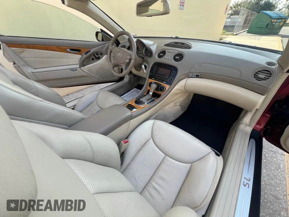 2005 Mercedes-Benz SL 500 with VIN WDBSK75F25F099884, listed as a Copart auction lot 55681775 with 74,756 mi miles and Clean Title. Bid and sale history available at DreamBid. Image 6.