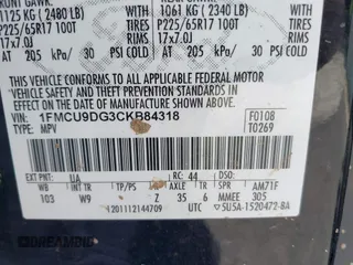 2012 Ford Escape XLT с VIN 1FMCU9DG3CKB84318, выставлен на аукционе IAAI как лот 42705765 с пробегом 171 157 миль миль и . История ставок и продаж доступна на DreamBid. Изображение 9.