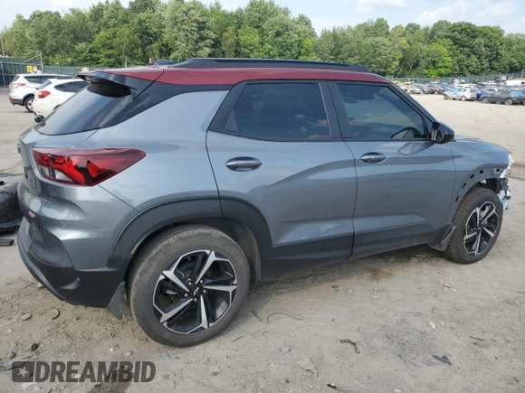 2022 Chevrolet TrailBlazer RS with VIN KL79MUSL1NB102183, listed as a Copart auction lot 59531454 with 35,643 mi miles and Salvage Title. Bid and sale history available at DreamBid. Image 3.