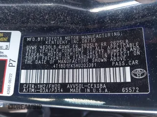 2017 Toyota Camry Hybrid LE with VIN 4T1BD1FK5HU203381, listed as a IAAI auction lot 41356346 with 158,843 mi miles. Bid and sale history available at carsss.com. Image 9.