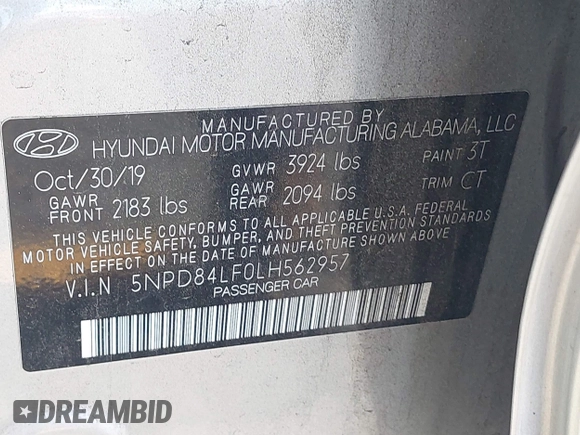 2020 Hyundai Elantra SEL z VIN 5NPD84LF0LH562957, wystawiony jako IAAI lot #42280413 z przebiegiem 88 505 mil mil oraz . Historia ofert i sprzedaży dostępna na DreamBid. Obrazek 9.