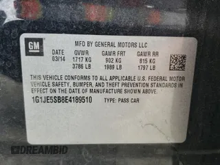 2014 Chevrolet Sonic LTZ with VIN 1G1JE5SB8E4189510, listed as a Copart auction lot 52804655 with 78,173 mi miles and Clean Title. Bid and sale history available at carsss.com. Image 12.