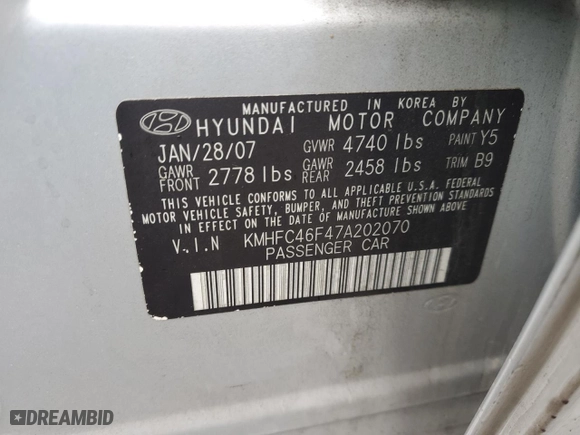 2007 Hyundai Azera SE with VIN KMHFC46F47A202070, listed as a Copart auction lot 80811434 with 98,692 mi miles and Salvage Title. Bid and sale history available at carsss.com. Image 12.