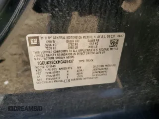 2017 Chevrolet Silverado 1500 LTZ with VIN 3GCUKSECXHG429437, listed as a Copart auction lot 50820385 with 188,357 mi miles and Salvage Title. Bid and sale history available at DreamBid. Image 12.