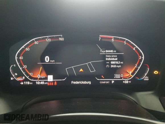 2020 BMW 3 Series 330i xDrive with VIN WBA5R7C00LFH77098, listed as a Copart auction lot 44595615 with 84,446 mi miles and Salvage Title. Bid and sale history available at DreamBid. Image 9.