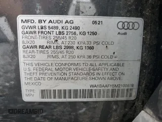 2021 Audi Q5 Premium Plus with VIN WA1BAAFY5M2100978, listed as a Copart auction lot 60649225 with 25,693 mi miles and Salvage title. Bid and sale history available at DreamBid. Image 13.