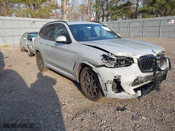 2023 BMW X3 xDrive30i with VIN 5UX53DP0XP9S84526, listed as a IAAI auction lot 41727224 with 34,307 mi miles. Bid and sale history available at carsss.com. Image 1.