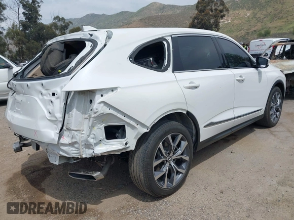 2022 Acura MDX w/Technology Package with VIN 5J8YD9H48NL009409, listed as a IAAI auction lot 42025333 with 21,889 mi miles. Bid and sale history available at carsss.com. Image 4.