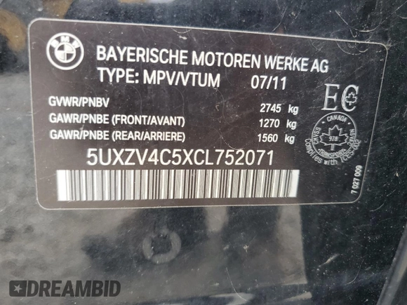 2012 BMW X5 35i z VIN 5UXZV4C5XCL752071, wystawiony jako Copart lot #56623145 z przebiegiem 180 161 mil mil oraz Czysty tytuł • Clean title. Historia ofert i sprzedaży dostępna na DreamBid. Obrazek 14.
