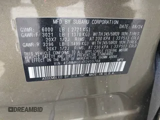 2024 Subaru Ascent Limited z VIN 4S4WMAUDXR3455768, wystawiony jako IAAI lot #42236821 z przebiegiem Nie podano mil oraz . Historia ofert i sprzedaży dostępna na DreamBid. Obrazek 9.