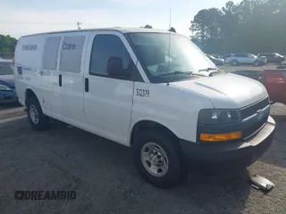 2019 Chevrolet Express Cargo Van with VIN 1GCWGAFP0K1170744, listed as a IAAI auction lot 42076354 with 218,813 mi miles. Bid and sale history available at carsss.com. Image 1.