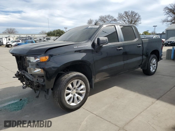 2020 Chevrolet Silverado 1500 Custom with VIN 1GCPWBEH9LZ175287, listed as a Copart auction lot 46489055 with 59,388 mi miles and Salvage Title. Bid and sale history available at carsss.com. Image 1.