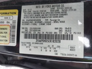 2014 Ford Fusion SE with VIN 3FA6P0HD5ER182028, listed as a IAAI auction lot 42108063 with 198,131 mi miles and . Bid and sale history available at DreamBid. Image 9.