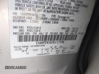 2007 Ford Five Hundred SEL with VIN 1FAHP24107G117596, listed as a IAAI auction lot 42516507 with Not provided miles and . Bid and sale history available at DreamBid. Image 9.