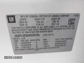 2017 GMC Terrain Denali with VIN 2GKFLVE36H6228724, listed as a IAAI auction lot 42298482 with 49,519 mi miles and . Bid and sale history available at DreamBid. Image 9.
