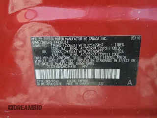 2010 Toyota RAV4 z VIN 2T3ZF4DV2AW034490, wystawiony jako Copart lot #53874595 z przebiegiem Nie podano mil oraz Szkoda całkowita • Salvage title. Historia ofert i sprzedaży dostępna na DreamBid. Obrazek 13.