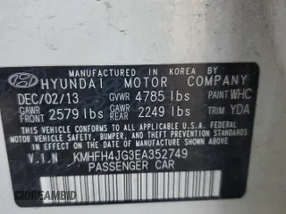 2014 Hyundai Azera Limited z VIN KMHFH4JG3EA352749, wystawiony jako Copart lot #55457525 z przebiegiem Nie podano mil oraz Szkoda całkowita • Salvage title. Historia ofert i sprzedaży dostępna na DreamBid. Obrazek 12.