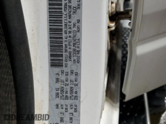 2020 Ram 1500 Laramie with VIN 1C6SRFJM8LN274113, listed as a Copart auction lot 45634455 with 164,629 mi miles and Salvage title. Bid and sale history available at DreamBid. Image 14.