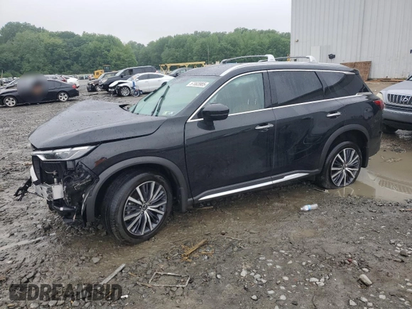 2025 Infiniti QX60 Sensory with VIN 5N1AL1GS7SC336153, listed as a Copart auction lot 57083985 with 5,692 mi miles and Salvage title. Bid and sale history available at DreamBid. Image 1.